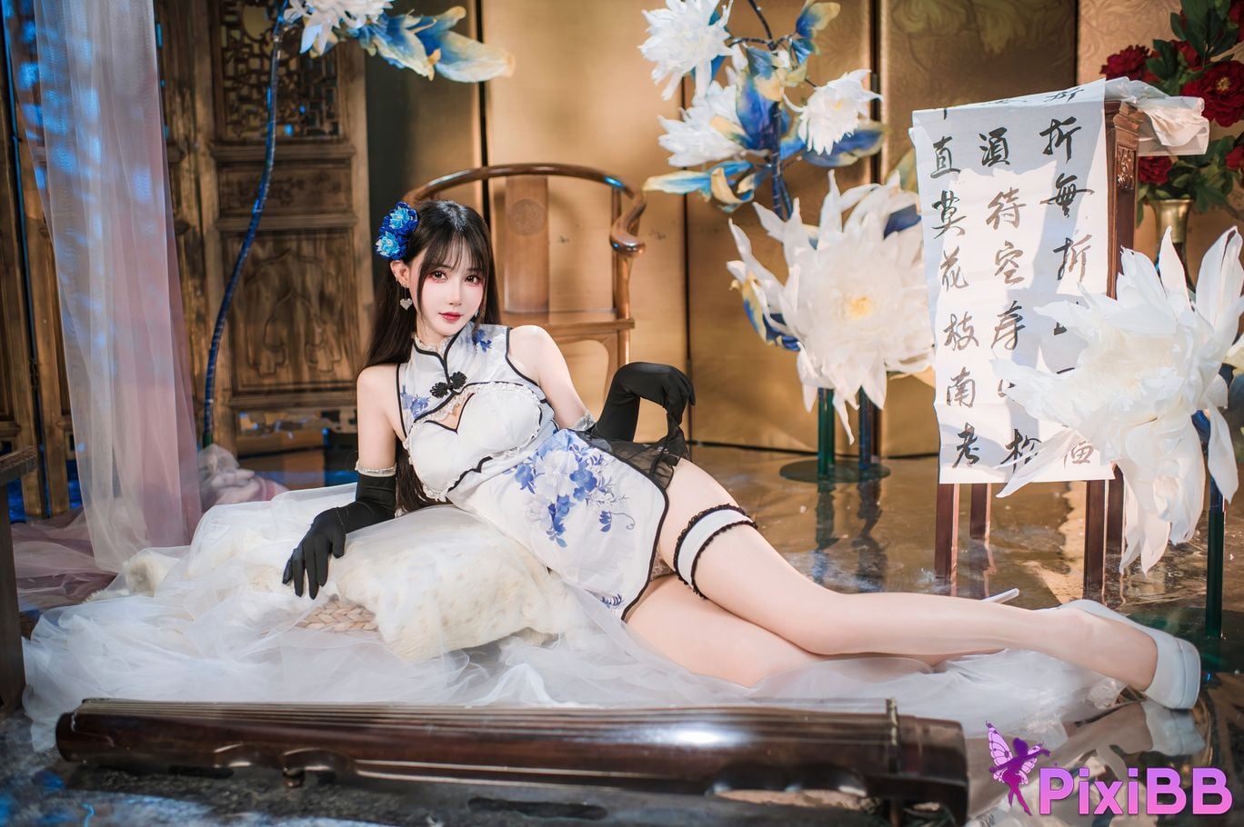 Cosplay Hanyu Sanmi Yanniang Fantasy Tan Pinger Blue and White Porcelain Cheongsam PixiBB.COM 010