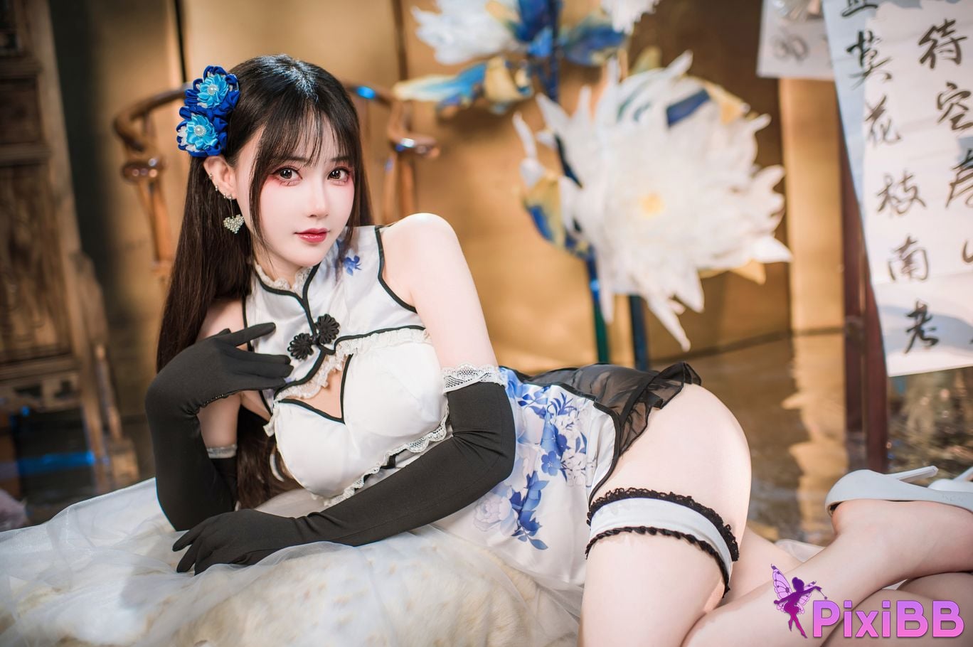 Cosplay Hanyu Sanmi Yanniang Fantasy Tan Pinger Blue and White Porcelain Cheongsam PixiBB.COM 011