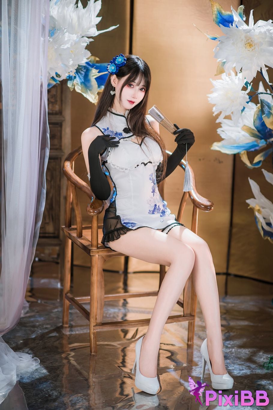 Cosplay Hanyu Sanmi Yanniang Fantasy Tan Pinger Blue and White Porcelain Cheongsam PixiBB.COM 012