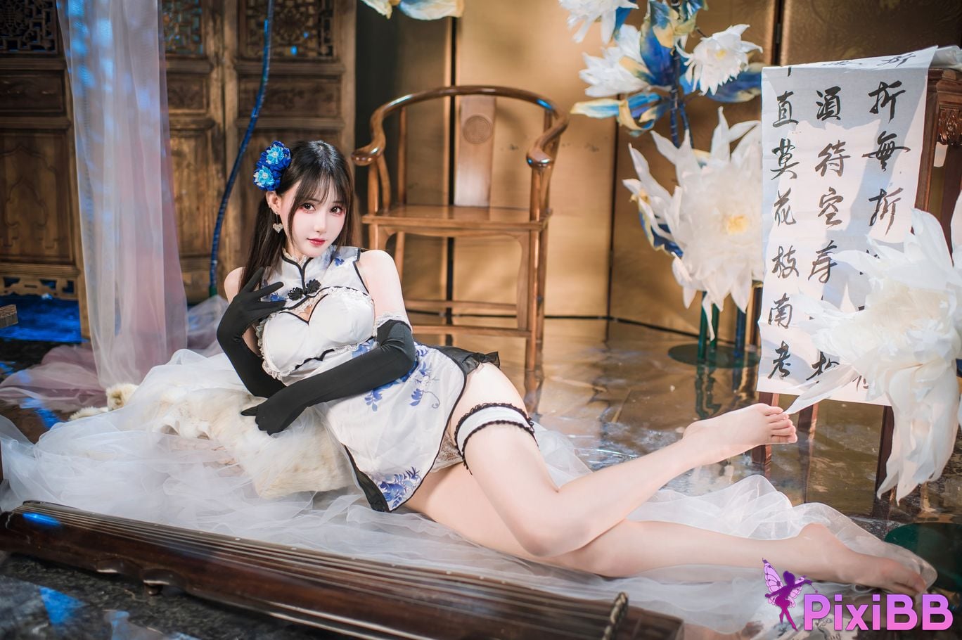 Cosplay Hanyu Sanmi Yanniang Fantasy Tan Pinger Blue and White Porcelain Cheongsam PixiBB.COM 013