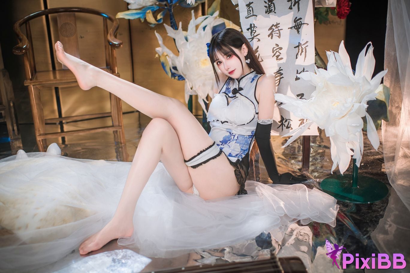 Cosplay Hanyu Sanmi Yanniang Fantasy Tan Pinger Blue and White Porcelain Cheongsam PixiBB.COM 015