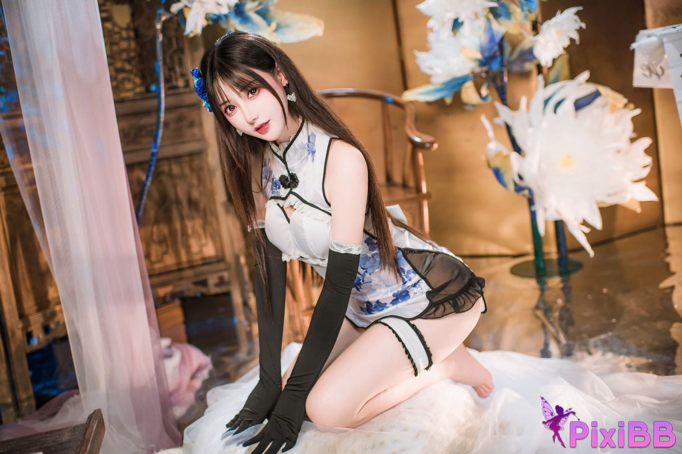 Cosplay Hanyu Sanmi Yanniang Fantasy Tan Pinger Blue and White Porcelain Cheongsam PixiBB.COM 016