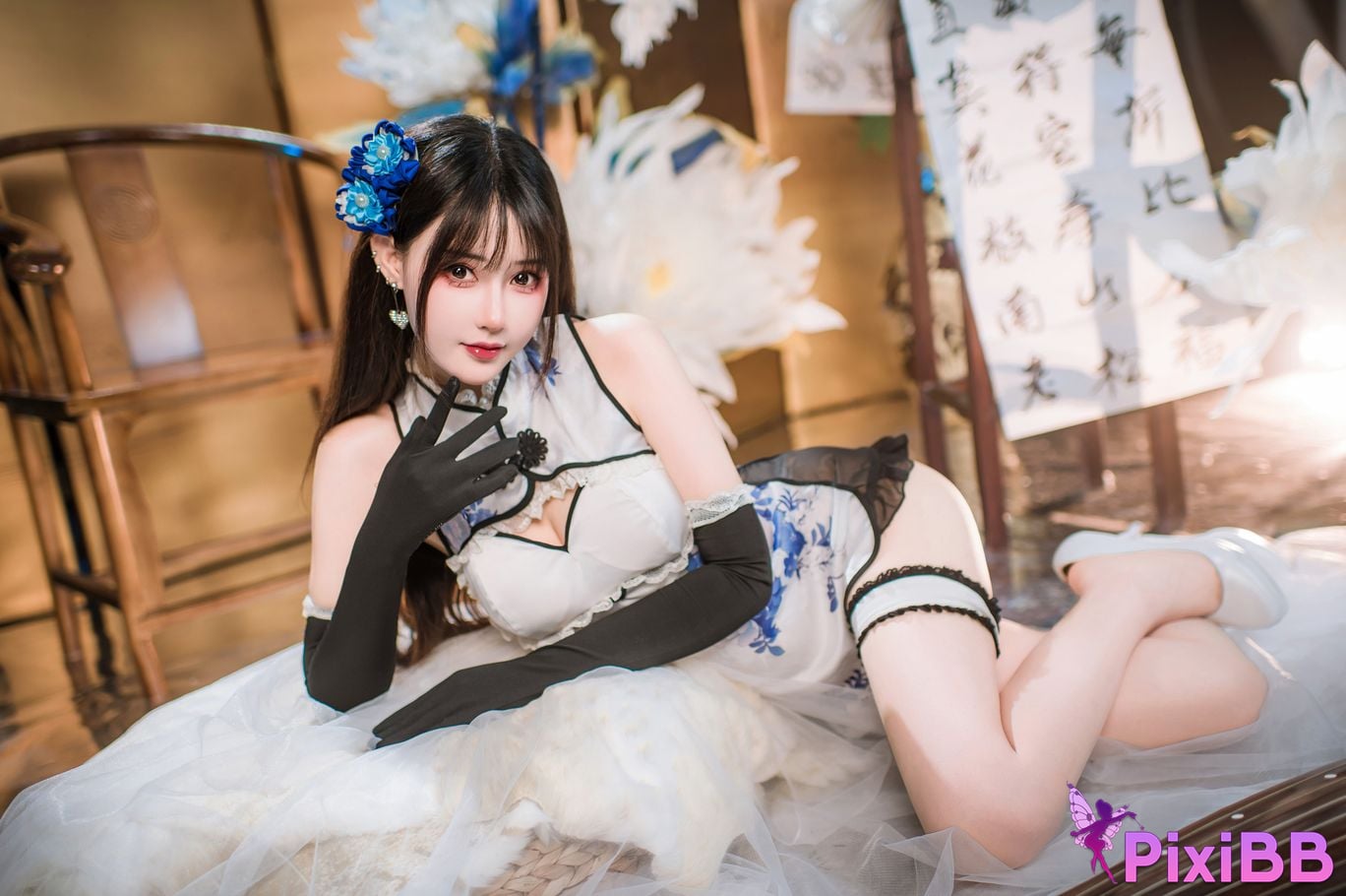 Cosplay Hanyu Sanmi Yanniang Fantasy Tan Pinger Blue and White Porcelain Cheongsam PixiBB.COM 018