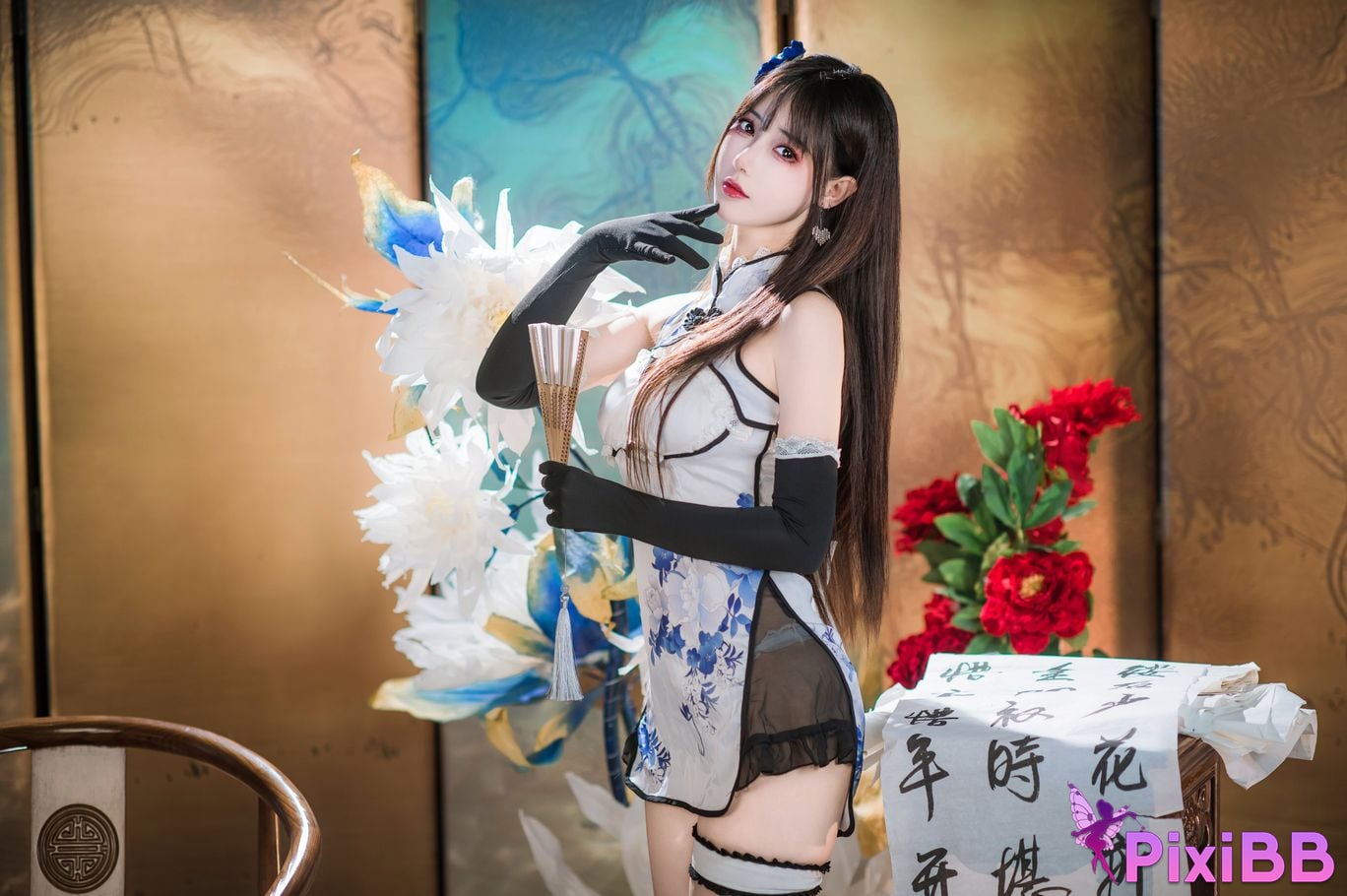 Cosplay Hanyu Sanmi Yanniang Fantasy Tan Pinger Blue and White Porcelain Cheongsam PixiBB.COM 024
