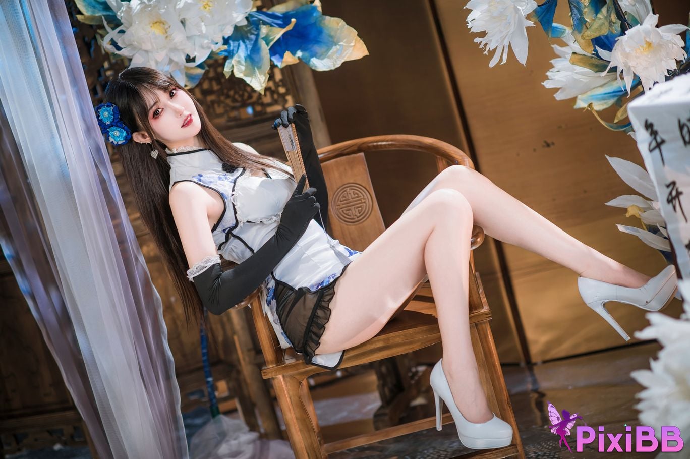 Cosplay Hanyu Sanmi Yanniang Fantasy Tan Pinger Blue and White Porcelain Cheongsam PixiBB.COM 025