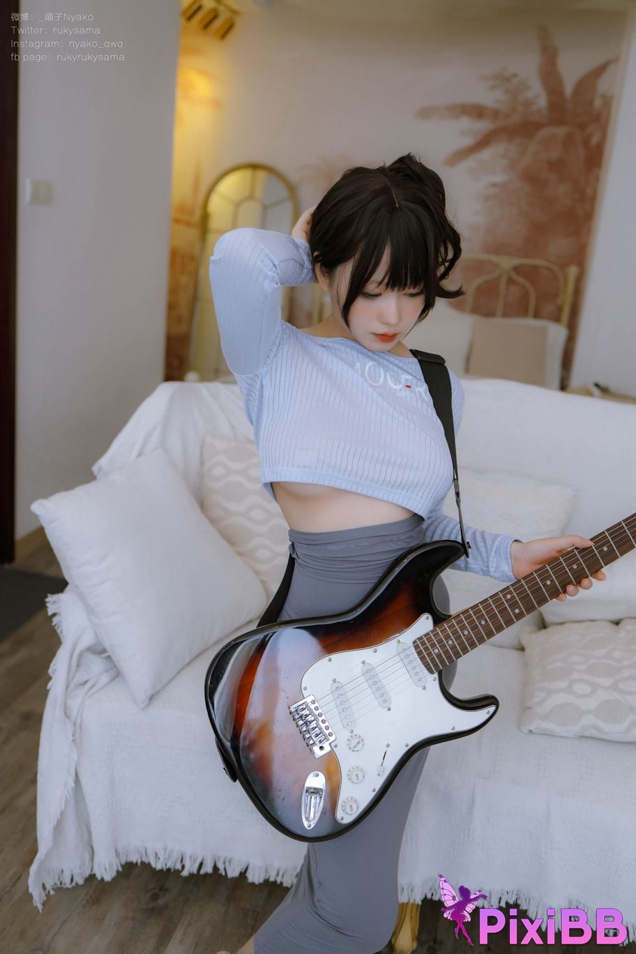 Cosplay Nyako Meow Guitar Sister Dress PixiBB.COM 017
