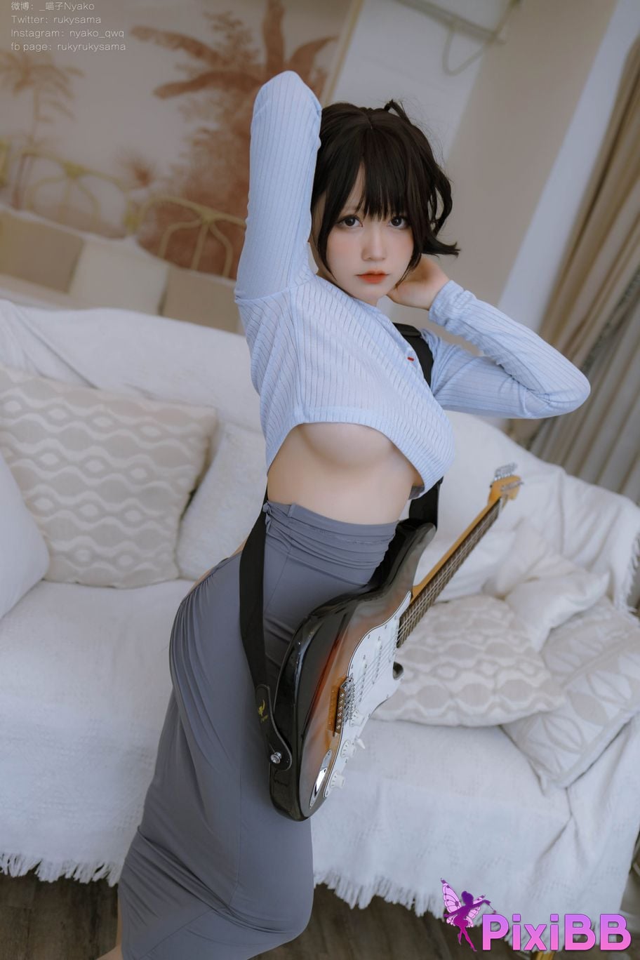 Cosplay Nyako Meow Guitar Sister Dress PixiBB.COM 018