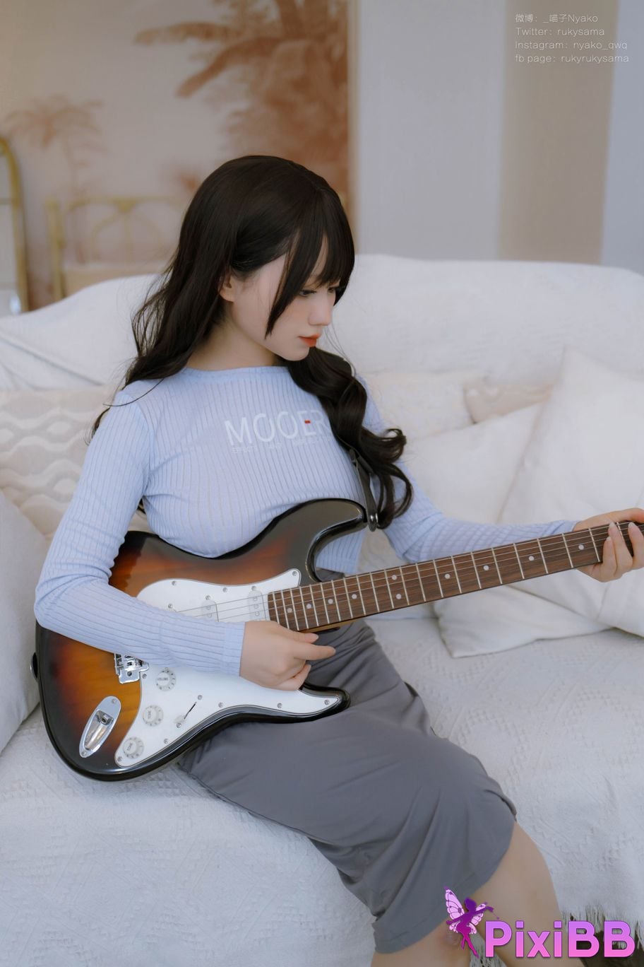 Cosplay Nyako Meow Guitar Sister Dress PixiBB.COM 045