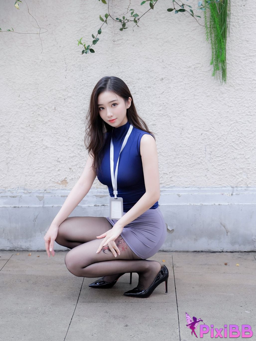 XR Uncensored Nanzhi R18 Xiuren.com Model Newcomers debut Best OL uniform black silk PixiBB.COM 004