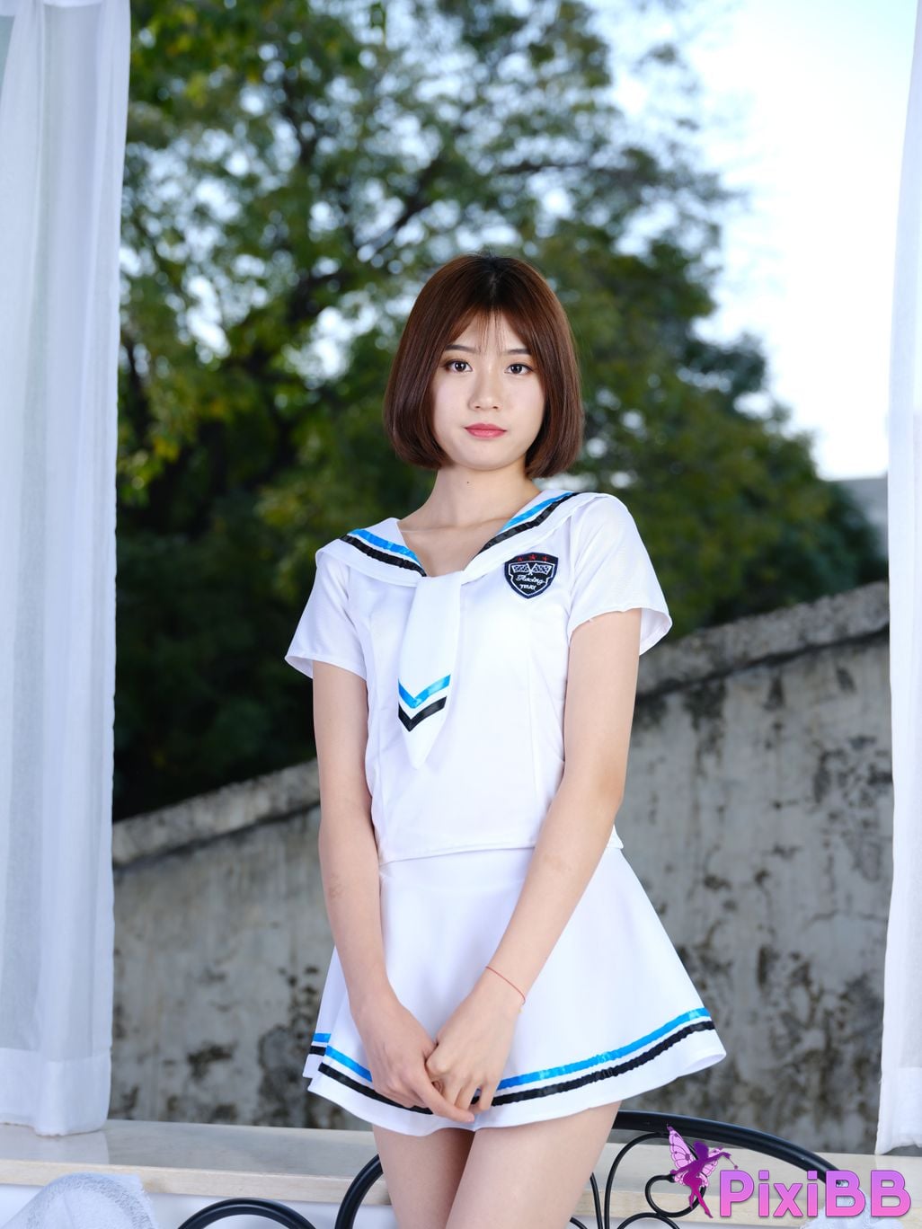 Private Photoshoot Little Cute Color Model Beautiful Sailor Clothes Girl Retro Beauty PixiBB.COM 597