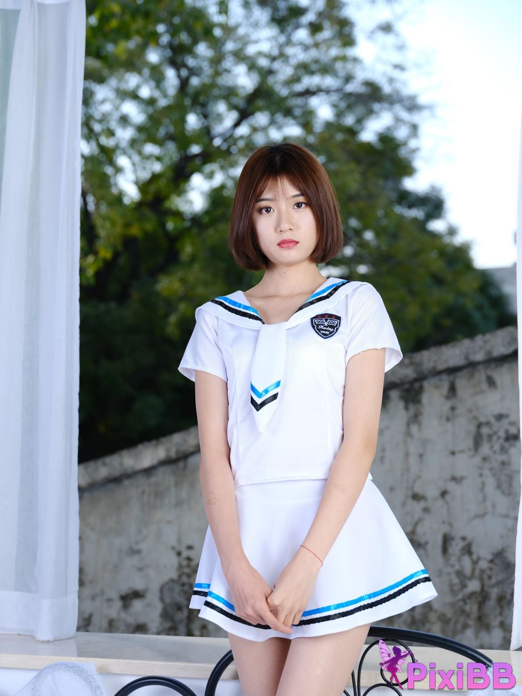 Private Photoshoot Little Cute Color Model Beautiful Sailor Clothes Girl Retro Beauty PixiBB.COM 598