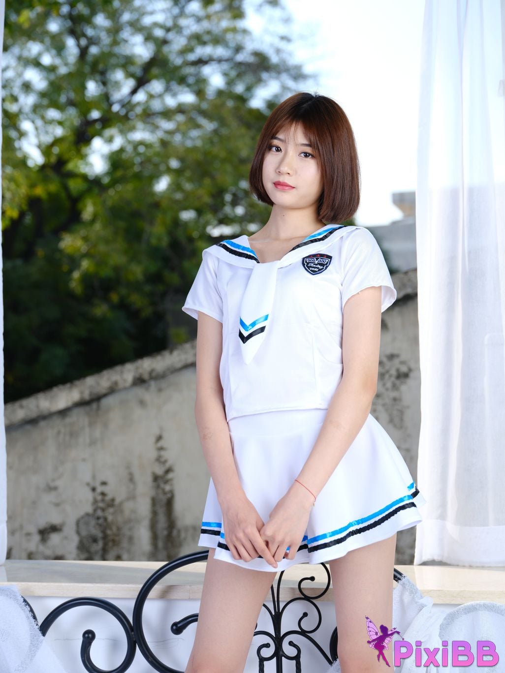 Private Photoshoot Little Cute Color Model Beautiful Sailor Clothes Girl Retro Beauty PixiBB.COM 608