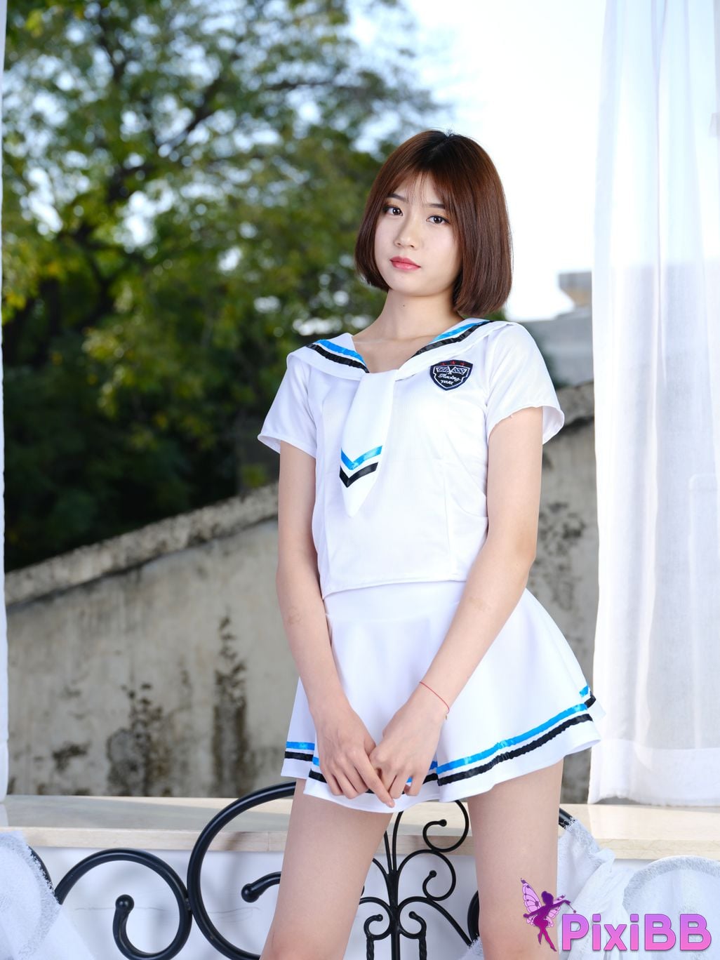 Private Photoshoot Little Cute Color Model Beautiful Sailor Clothes Girl Retro Beauty PixiBB.COM 609