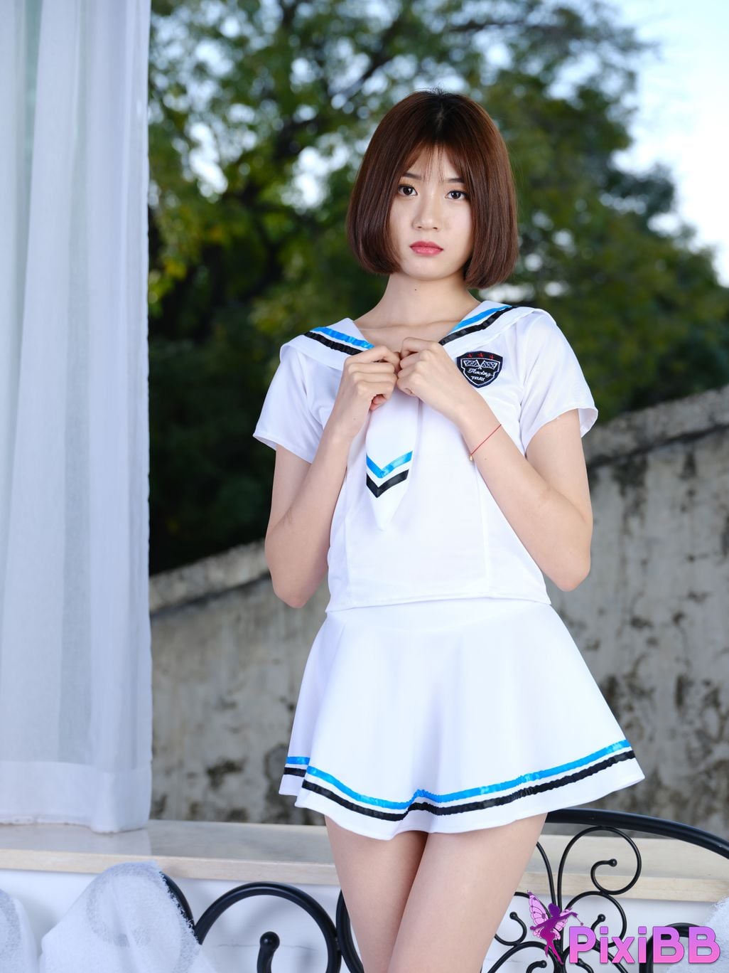 Private Photoshoot Little Cute Color Model Beautiful Sailor Clothes Girl Retro Beauty PixiBB.COM 622