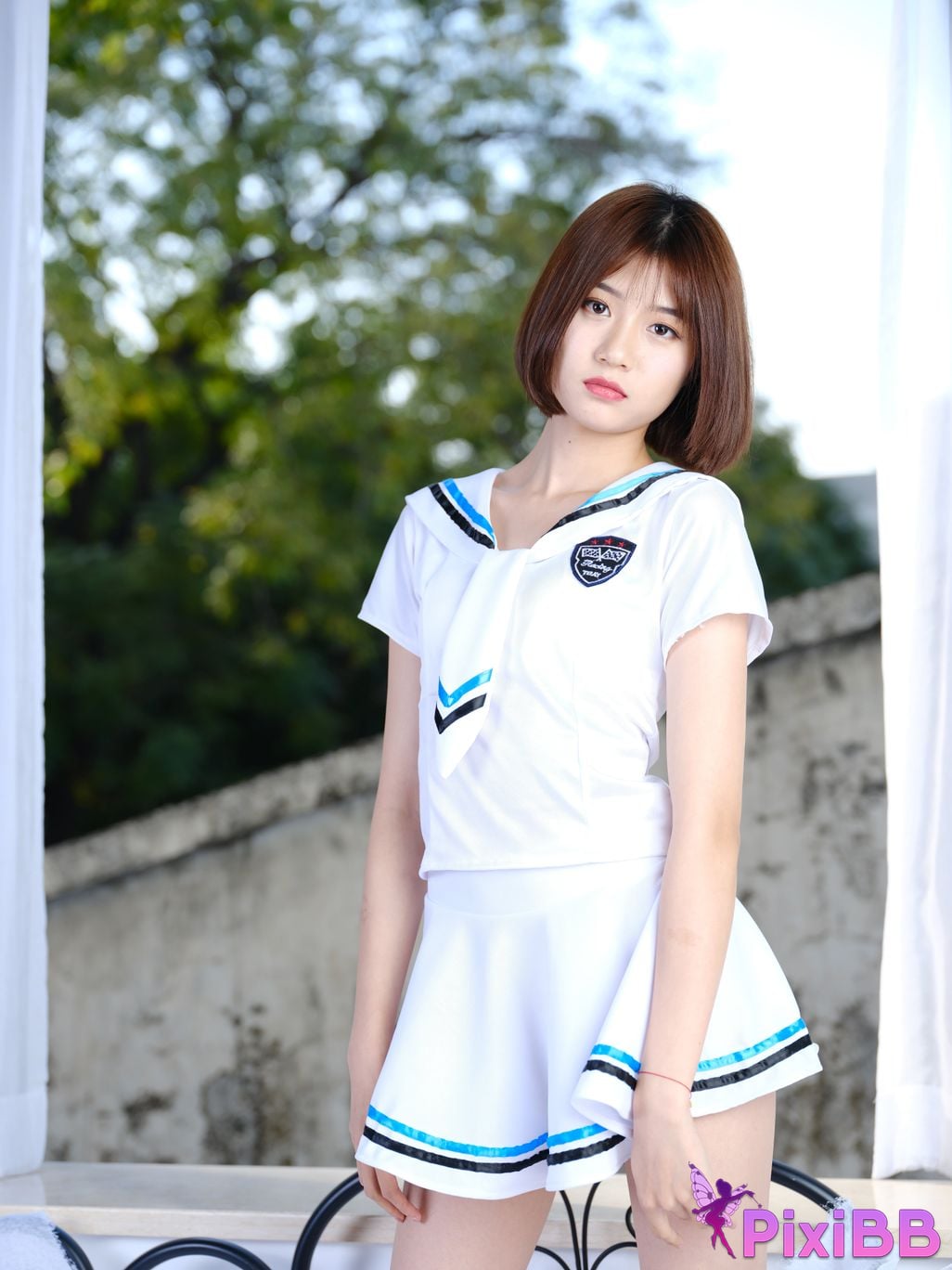 Private Photoshoot Little Cute Color Model Beautiful Sailor Clothes Girl Retro Beauty PixiBB.COM 626