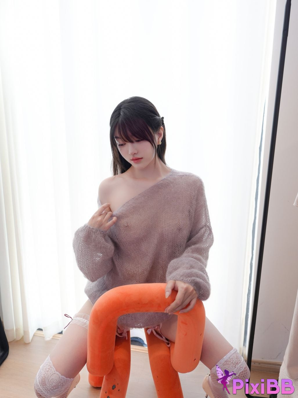 XR Uncensored Bailulu R18 Xiuren.com model gray sweater PixiBB.COM 064