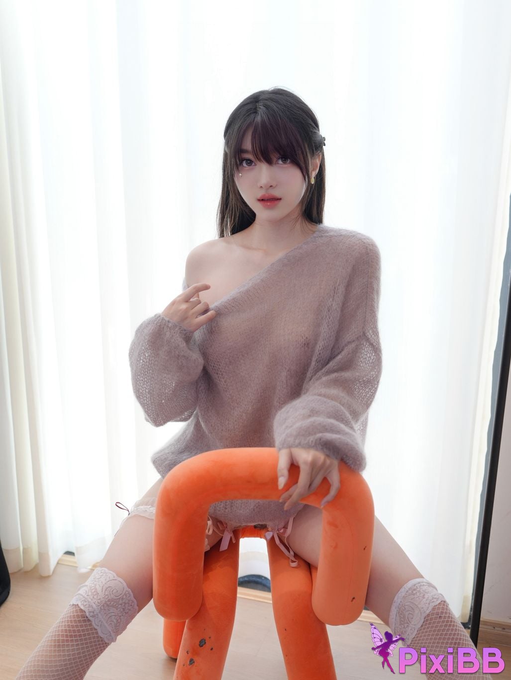 XR Uncensored Bailulu R18 Xiuren.com model gray sweater PixiBB.COM 065