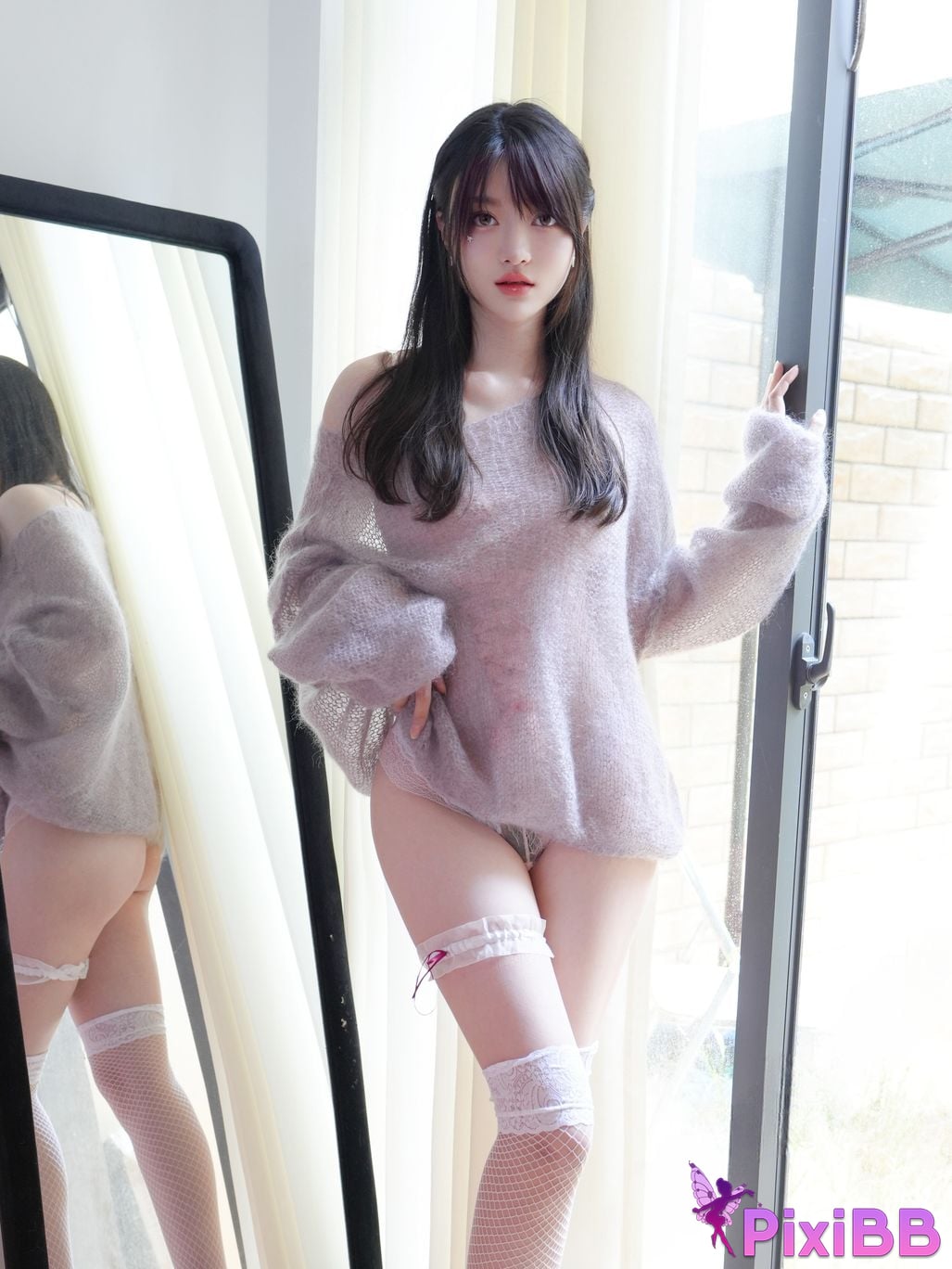 XR Uncensored Bailulu R18 Xiuren.com model gray sweater PixiBB.COM 067