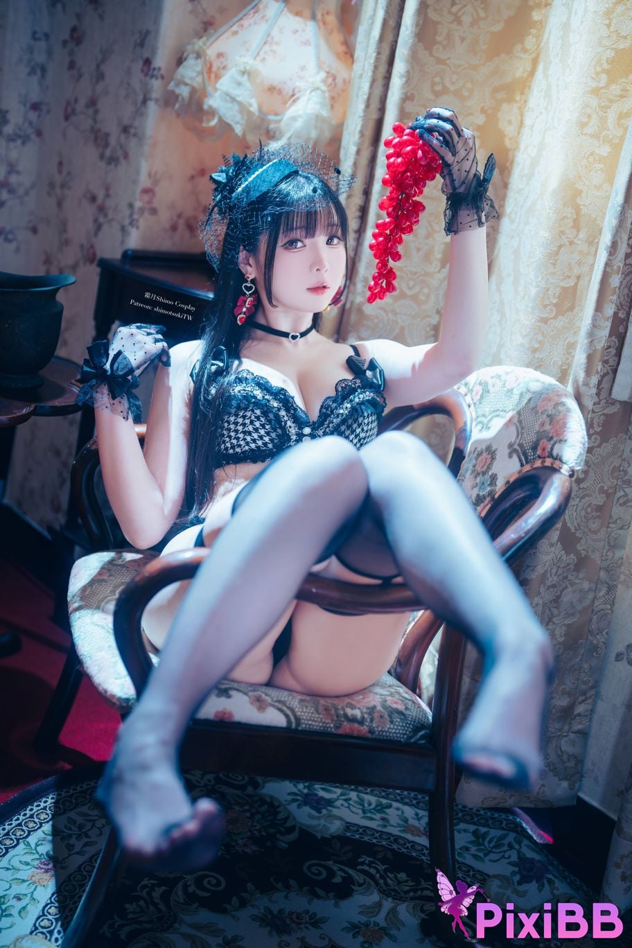 Cosplayer Shimotsuki shimo 2025 Year 09 monthly subscription houndstooth underwear Houndstooth Underwear PixiBB.COM 015