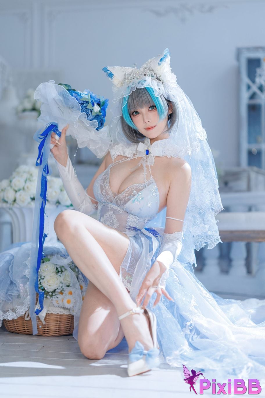 Cosplayer honey cat fur azur lane Cheshire bride PixiBB.COM 003