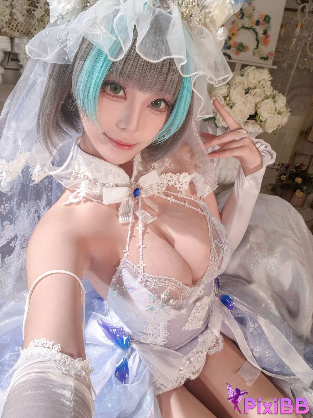 Cosplayer honey cat fur azur lane Cheshire bride PixiBB.COM 018