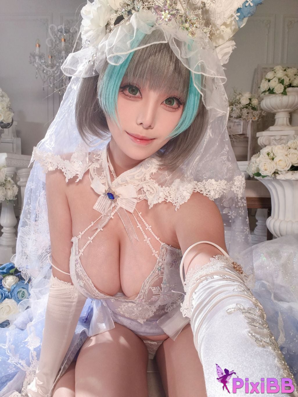 Cosplayer honey cat fur azur lane Cheshire bride PixiBB.COM 034