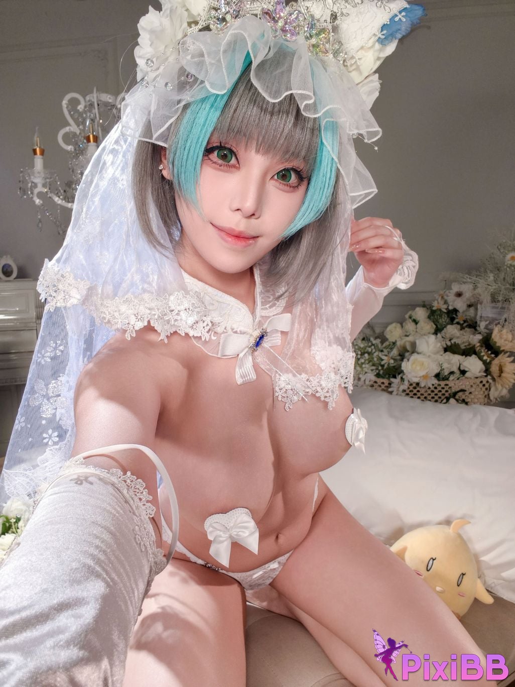 Cosplayer honey cat fur azur lane Cheshire bride PixiBB.COM 036