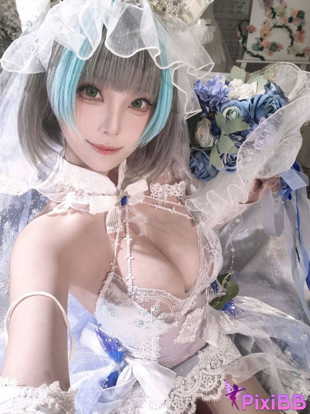 Cosplayer honey cat fur azur lane Cheshire bride PixiBB.COM 040