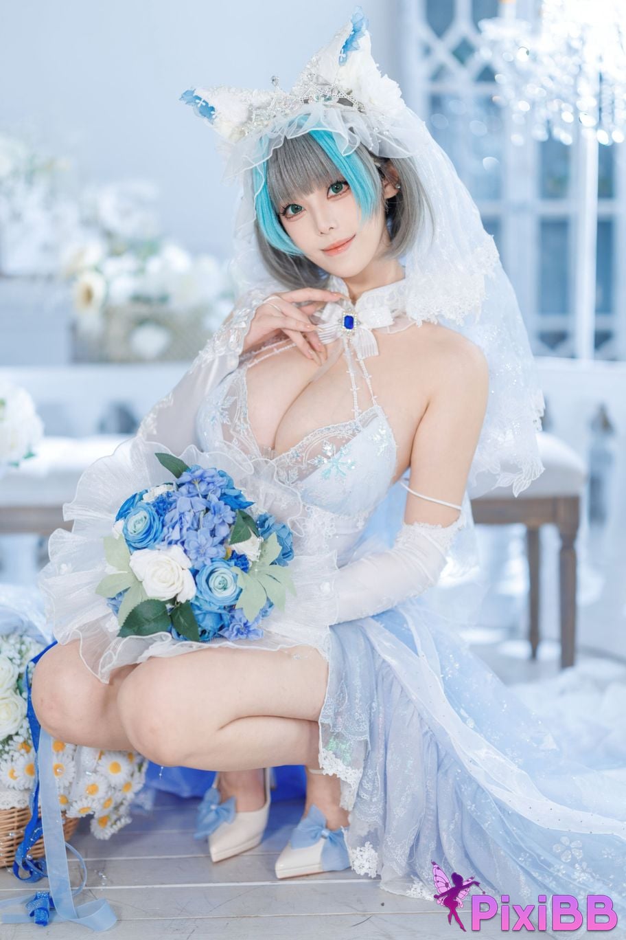 Cosplayer honey cat fur azur lane Cheshire bride PixiBB.COM 041