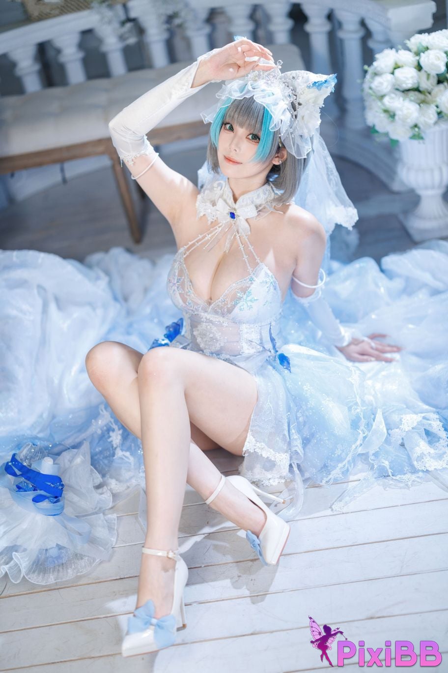 Cosplayer honey cat fur azur lane Cheshire bride PixiBB.COM 042