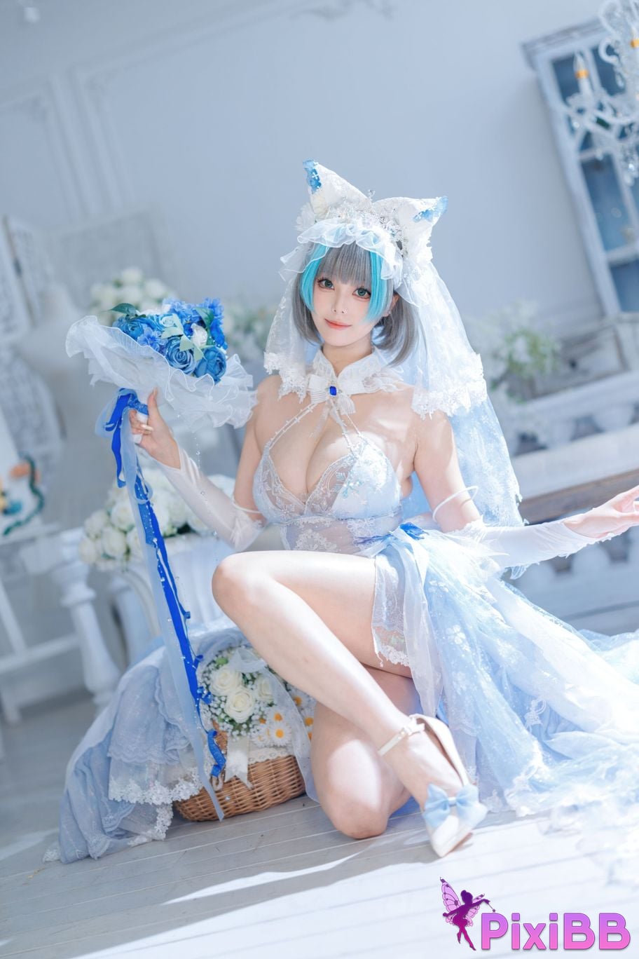 Cosplayer honey cat fur azur lane Cheshire bride PixiBB.COM 044