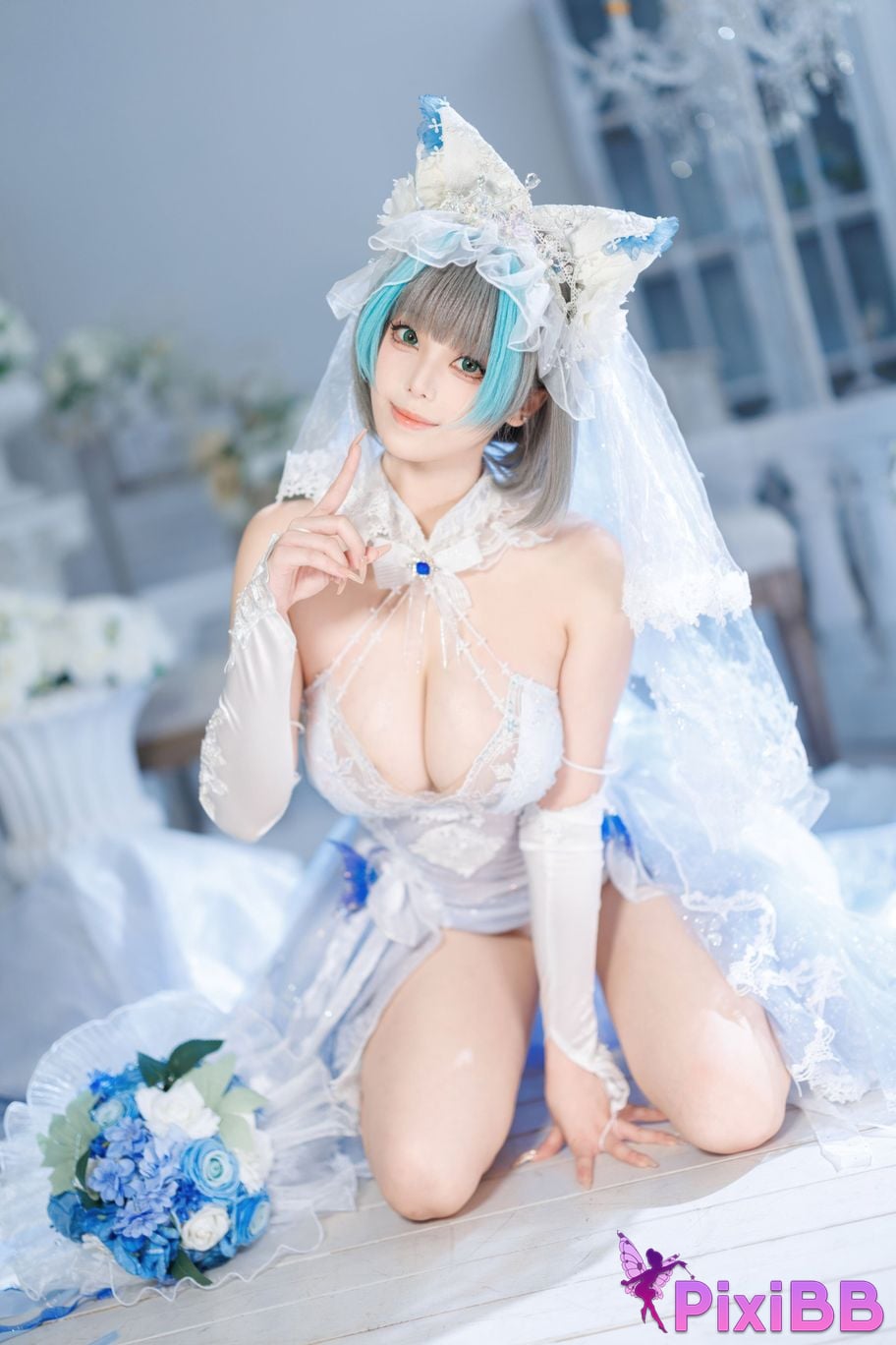 Cosplayer honey cat fur azur lane Cheshire bride PixiBB.COM 046
