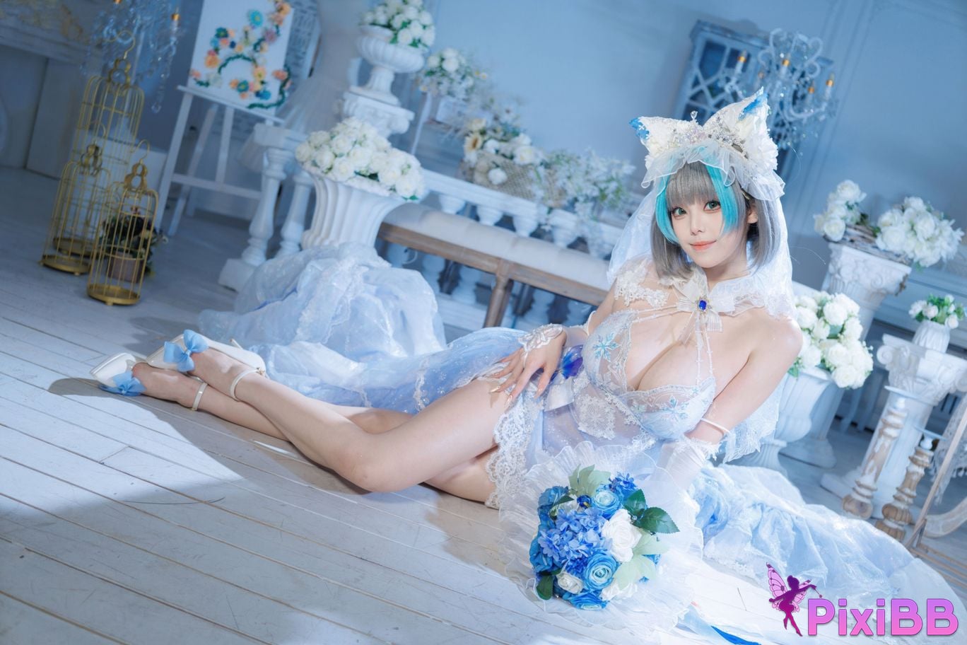 Cosplayer honey cat fur azur lane Cheshire bride PixiBB.COM 048