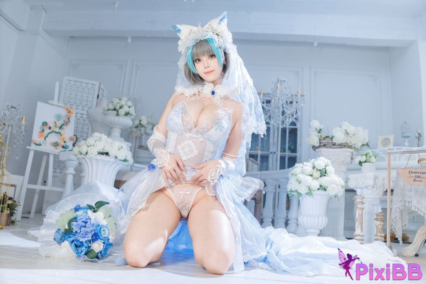 Cosplayer honey cat fur azur lane Cheshire bride PixiBB.COM 052