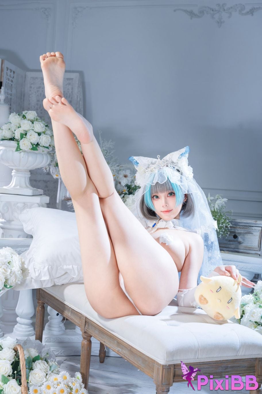 Cosplayer honey cat fur azur lane Cheshire bride PixiBB.COM 080