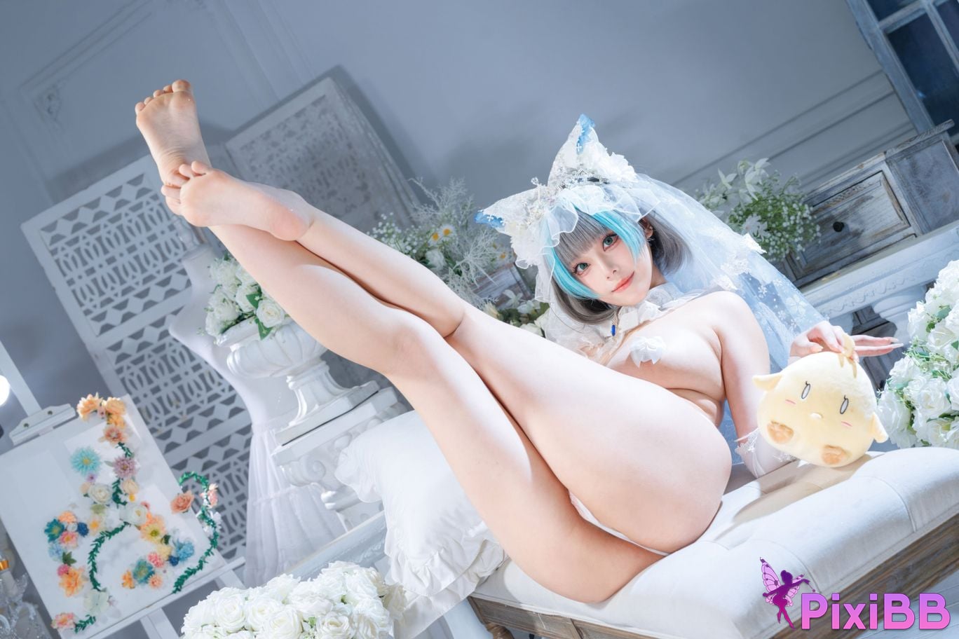 Cosplayer honey cat fur azur lane Cheshire bride PixiBB.COM 091