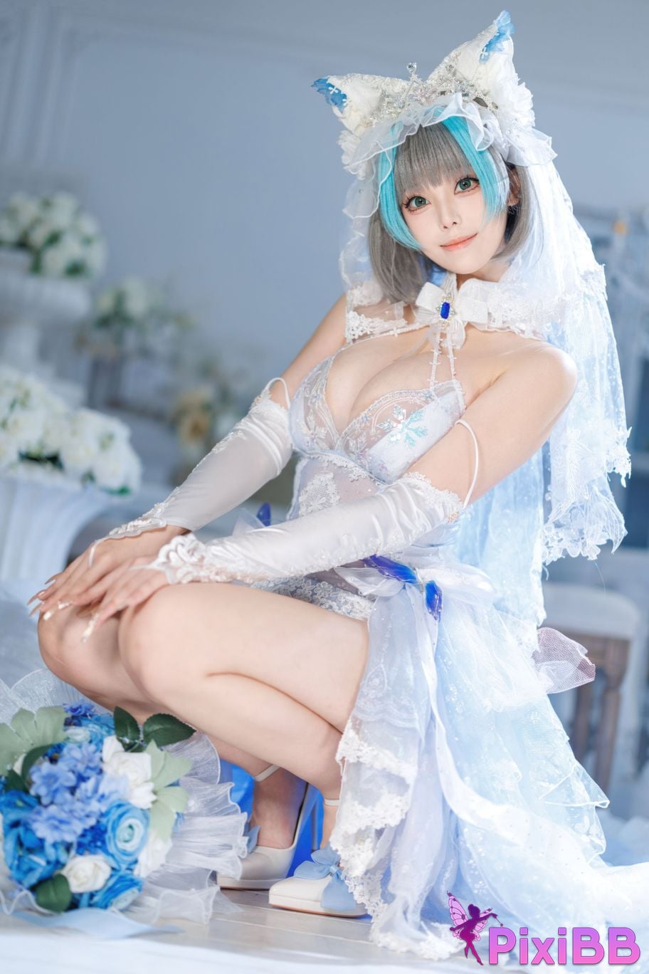 Cosplayer honey cat fur azur lane Cheshire bride PixiBB.COM 102