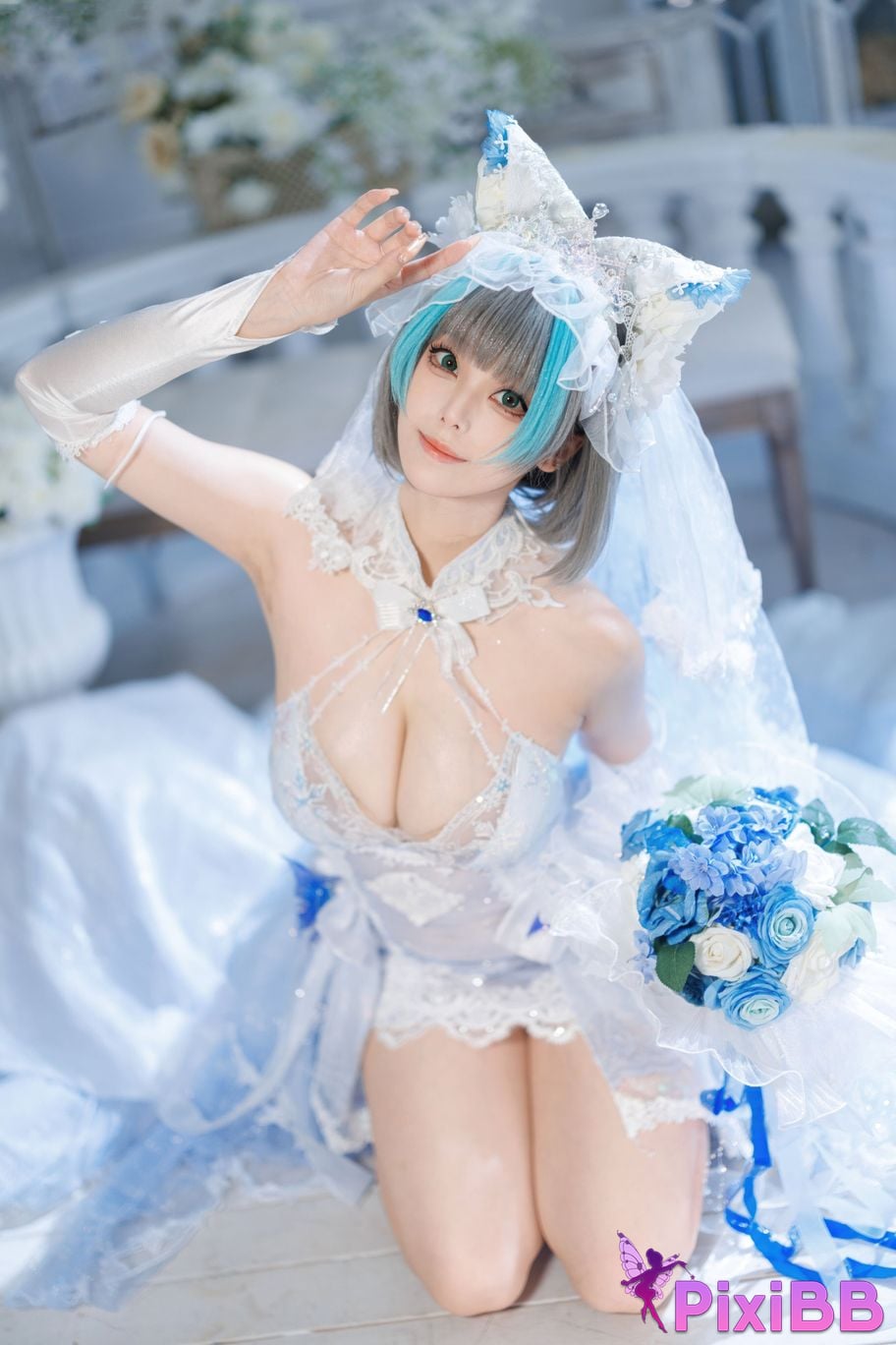 Cosplayer honey cat fur azur lane Cheshire bride PixiBB.COM 113