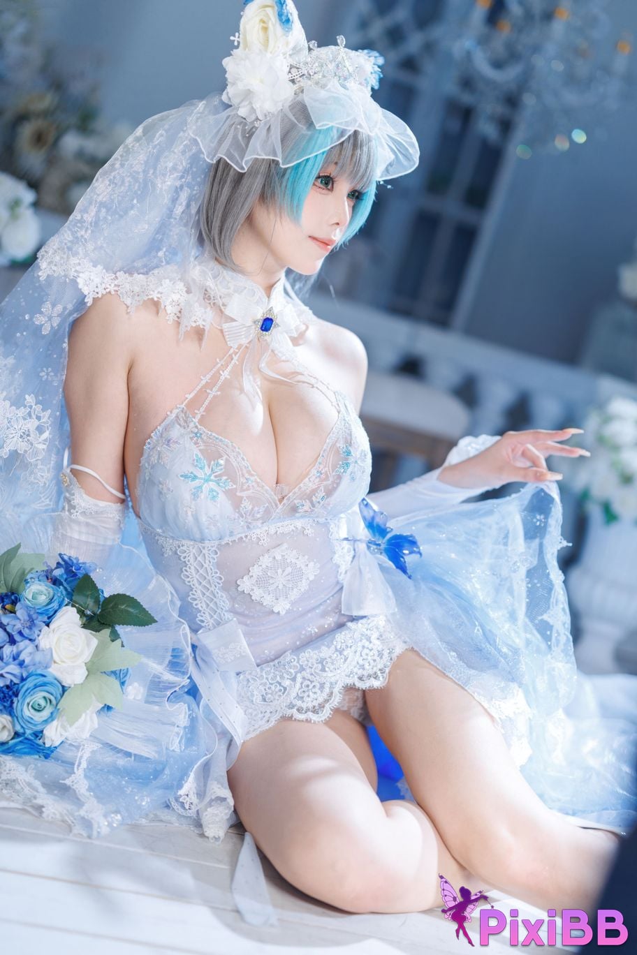 Cosplayer honey cat fur azur lane Cheshire bride PixiBB.COM 124