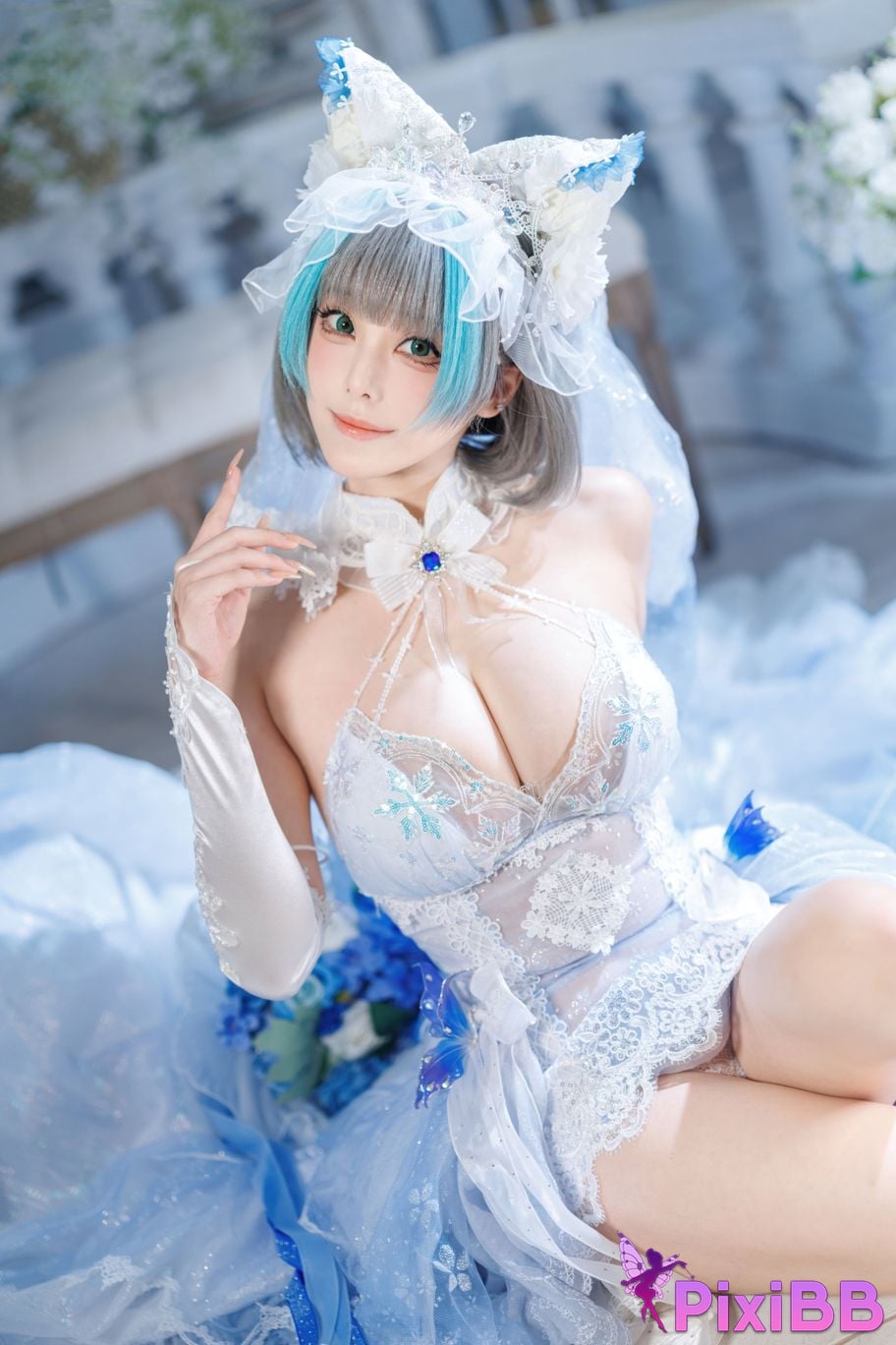Cosplayer honey cat fur azur lane Cheshire bride PixiBB.COM 128