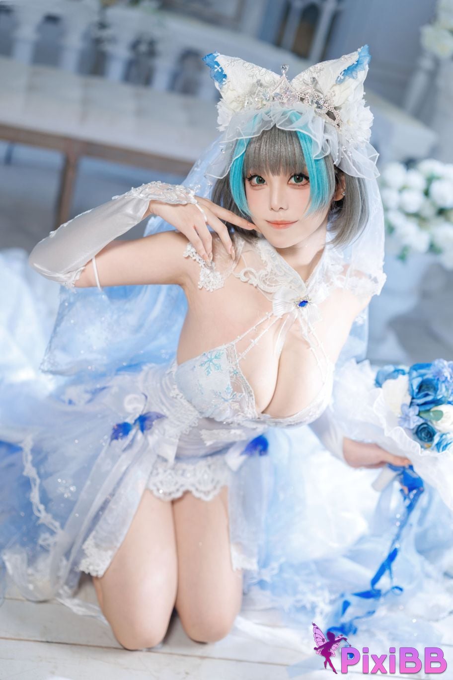 Cosplayer honey cat fur azur lane Cheshire bride PixiBB.COM 130