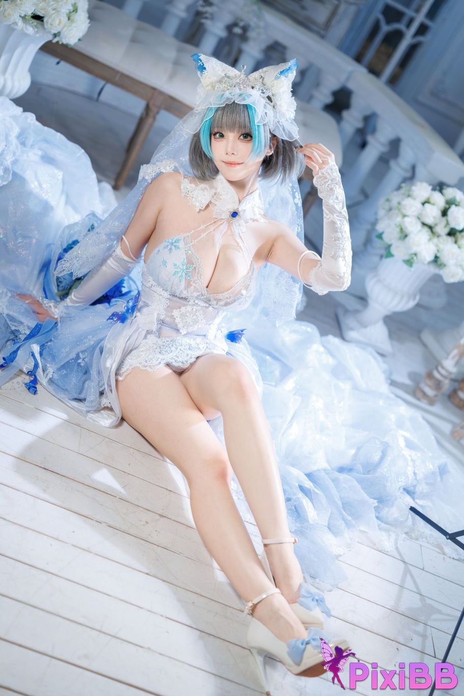 Cosplayer honey cat fur azur lane Cheshire bride PixiBB.COM 131