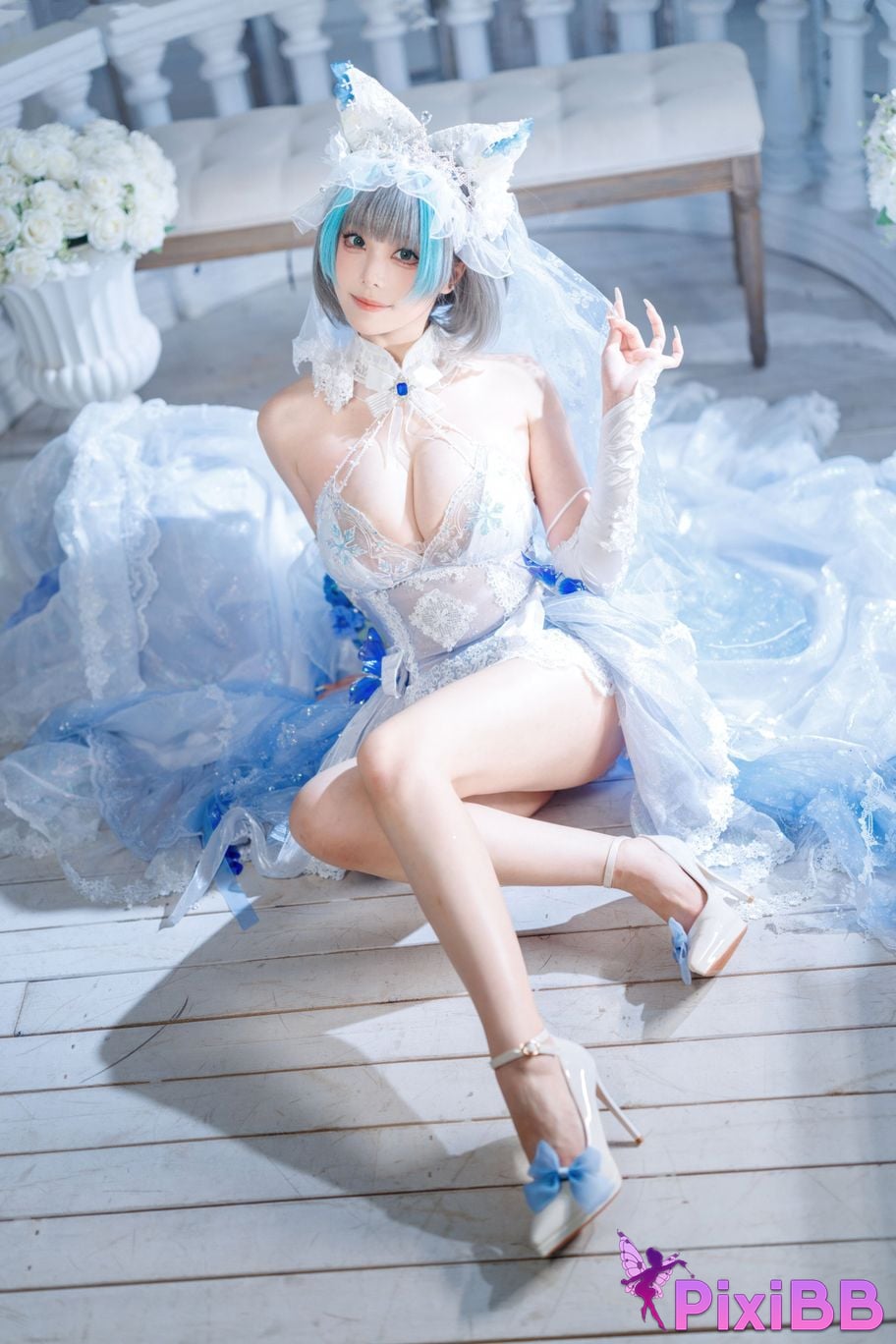 Cosplayer honey cat fur azur lane Cheshire bride PixiBB.COM 132