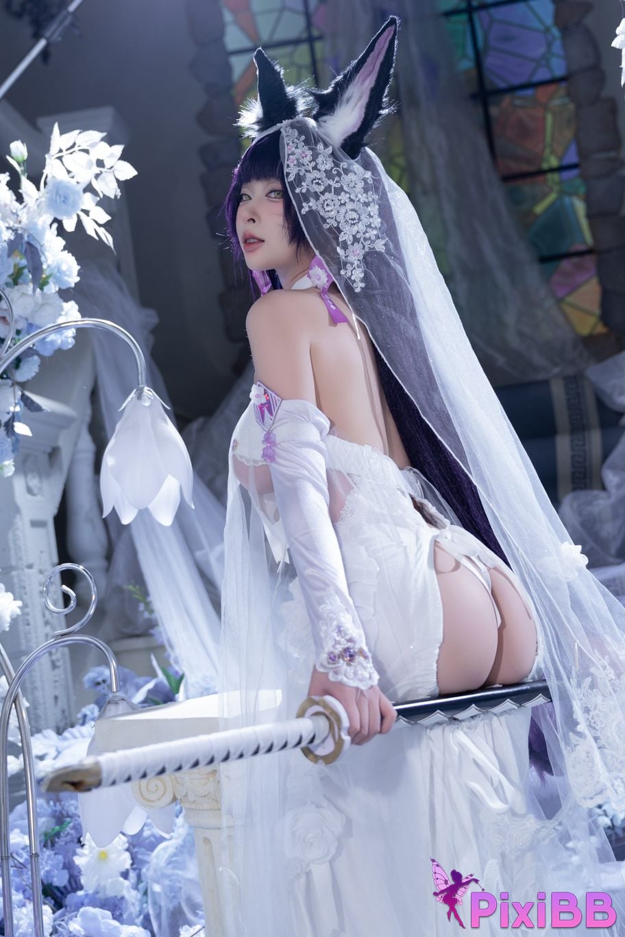 Cosplayer Yuno Shimizu azur lane Musashi wisteria flower PixiBB.COM 014