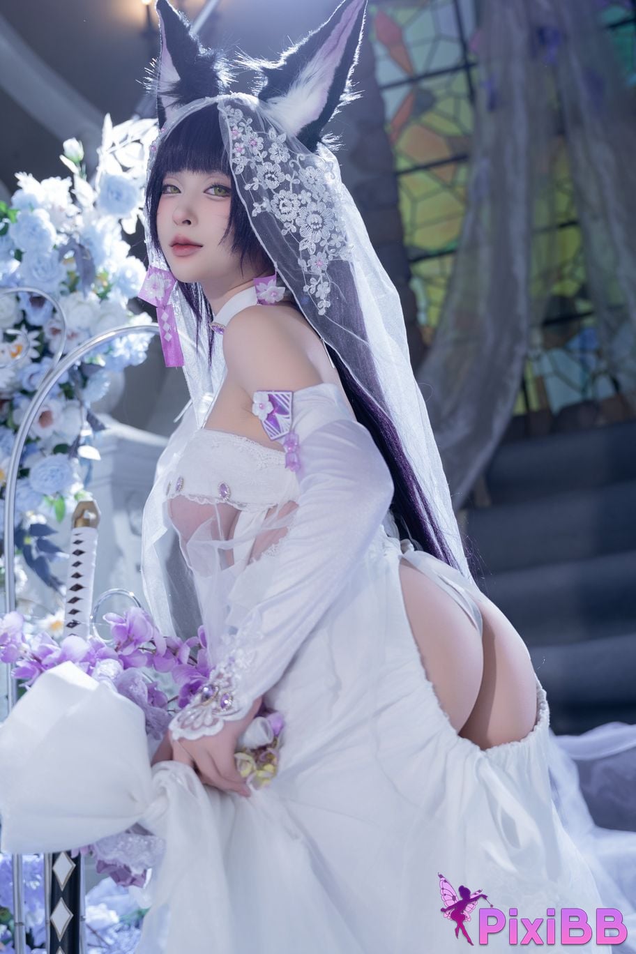 Cosplayer Yuno Shimizu azur lane Musashi wisteria flower PixiBB.COM 017