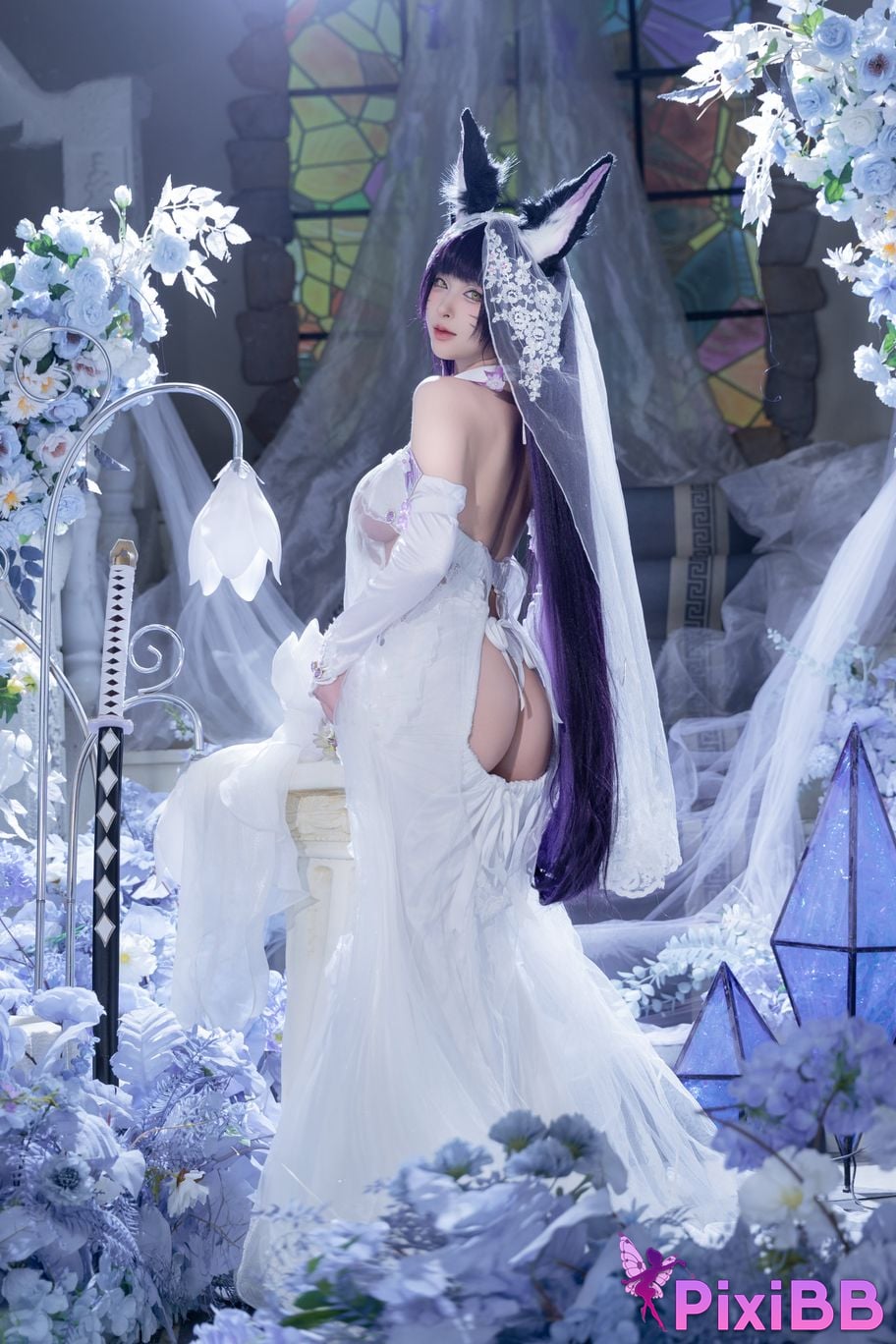 Cosplayer Yuno Shimizu azur lane Musashi wisteria flower PixiBB.COM 018