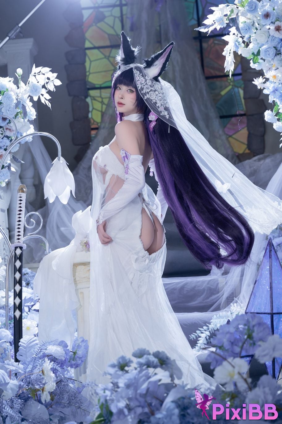 Cosplayer Yuno Shimizu azur lane Musashi wisteria flower PixiBB.COM 019