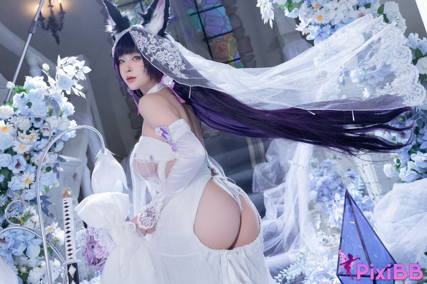Cosplayer Yuno Shimizu azur lane Musashi wisteria flower PixiBB.COM 021