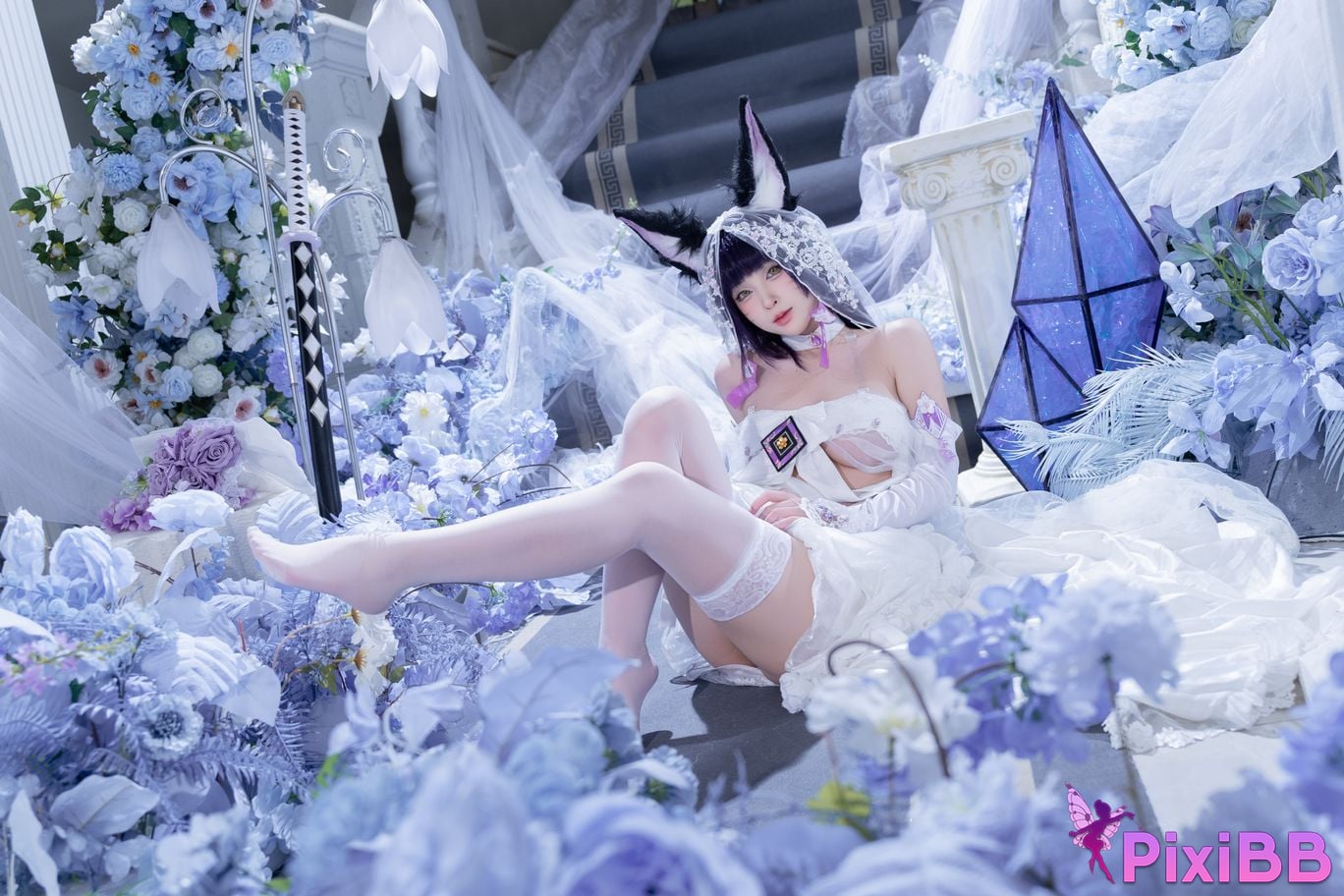 Cosplayer Yuno Shimizu azur lane Musashi wisteria flower PixiBB.COM 030