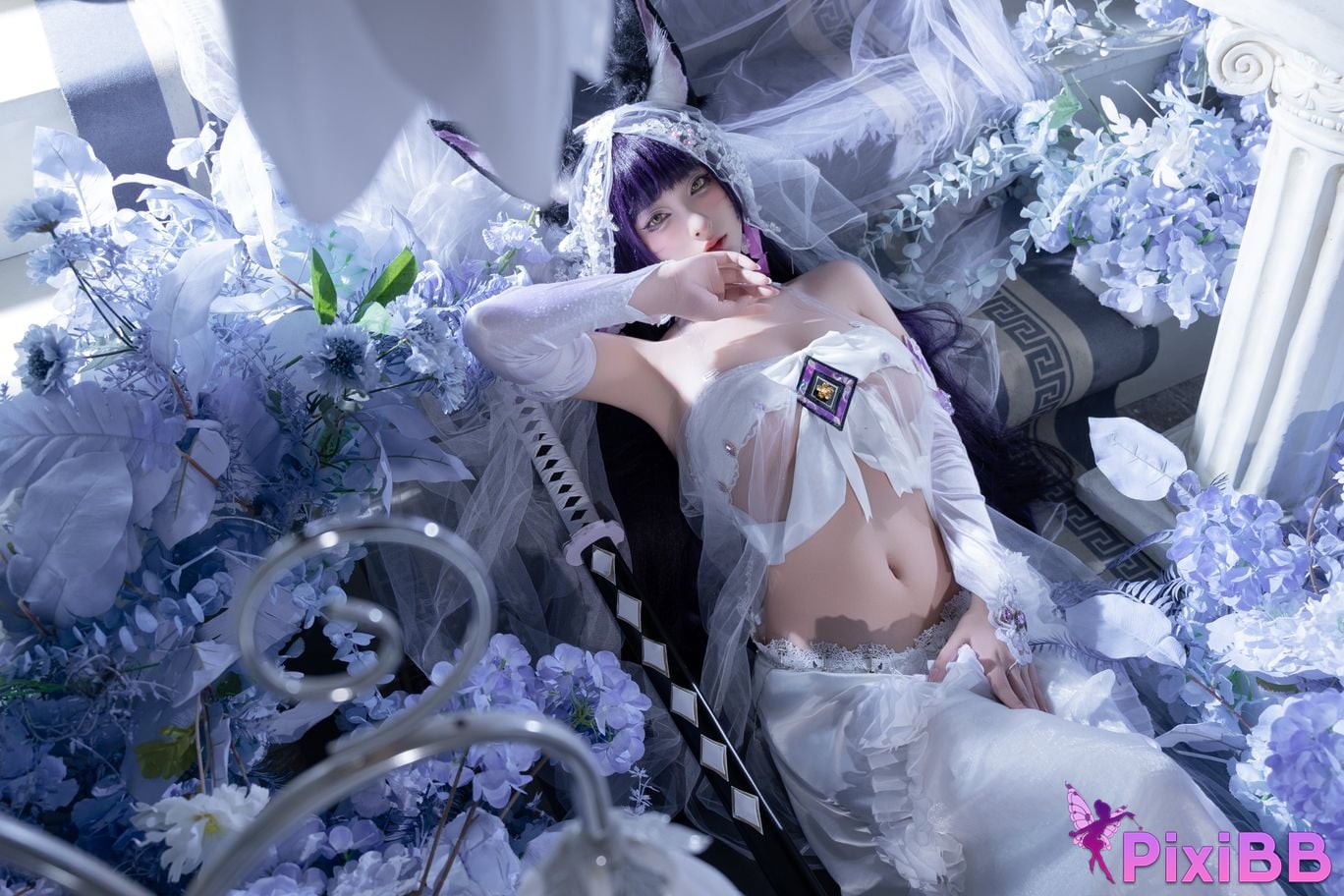Cosplayer Yuno Shimizu azur lane Musashi wisteria flower PixiBB.COM 037